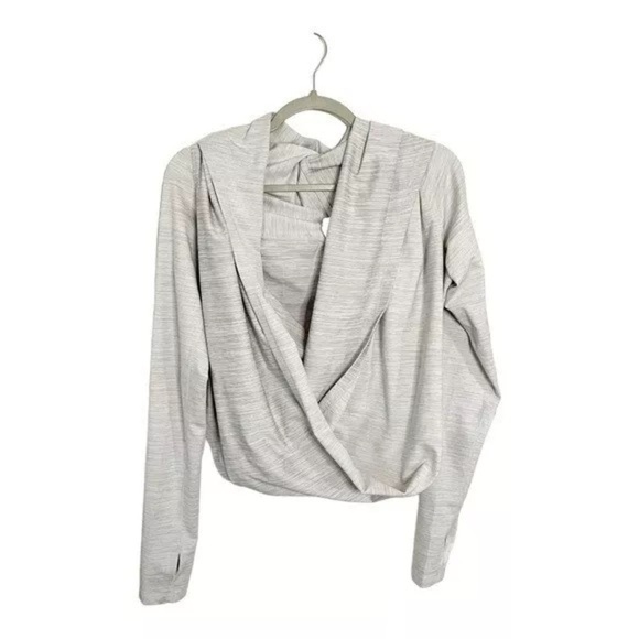 ZYIA Active Top Haze Shawl Long Sleeve Wrap Top Light Gray Size - Picture 2 of 2